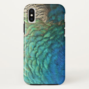 Funda Para iPhone X Plumas de Pavo Real I Diseño de Naturaleza Abstrac