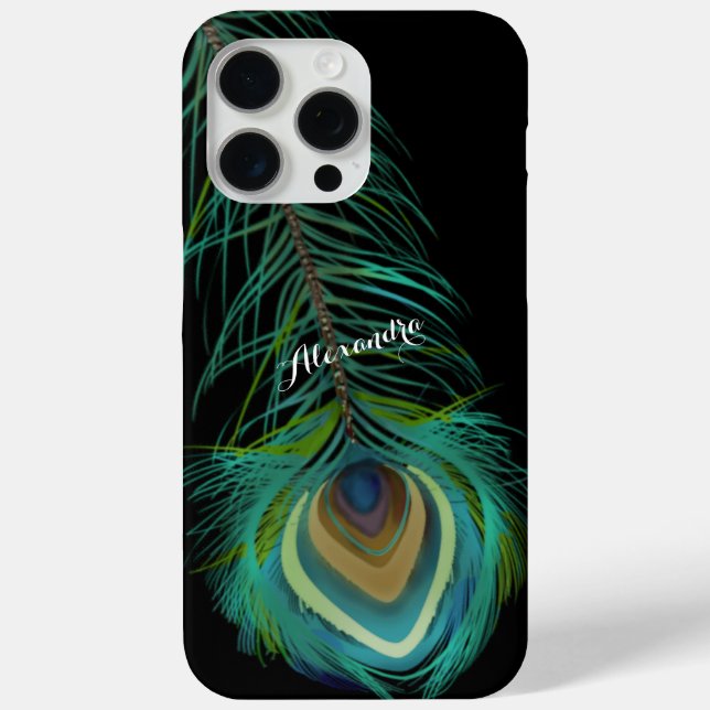 Funda De Case-Mate Para iPhone Plumas Peacock Personalizadas (Reverso )