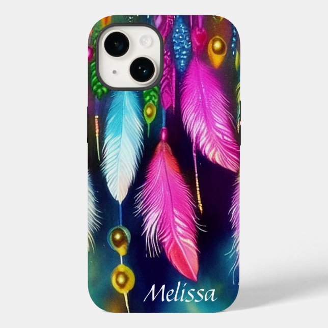 Funda De Case-Mate Para iPhone Plumas y cuentas personalizadas (Reverso )