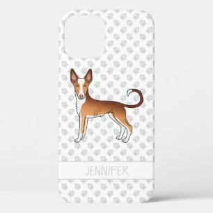 Funda Para iPhone 12 Podenco Ibicenco de pelaje liso rojo y blanco con 