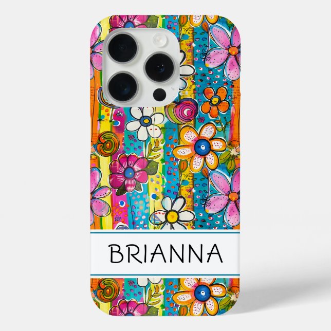Funda De Case-Mate Para iPhone Poder de Flor Hippie Personalizado (Reverso )