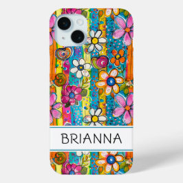 Funda Para iPhone 15 Mini Poder de Flor Hippie Personalizado