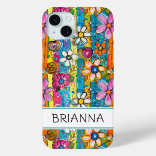 Funda Para iPhone 15 Mini Poder de Flor Hippie Personalizado