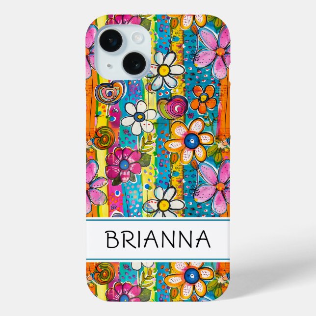 Funda De Case-Mate Para iPhone Poder de Flor Hippie Personalizado (Reverso )