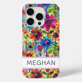 Funda Para iPhone 15 Pro Poder Floral Retro Groovy Personalizado