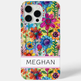 Funda Para iPhone 15 Pro Max Poder Floral Retro Groovy Personalizado