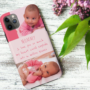 Funda Para iPhone 11 Pro Max Poema de mamá adorable con 2 fotos de bebé niña Ro