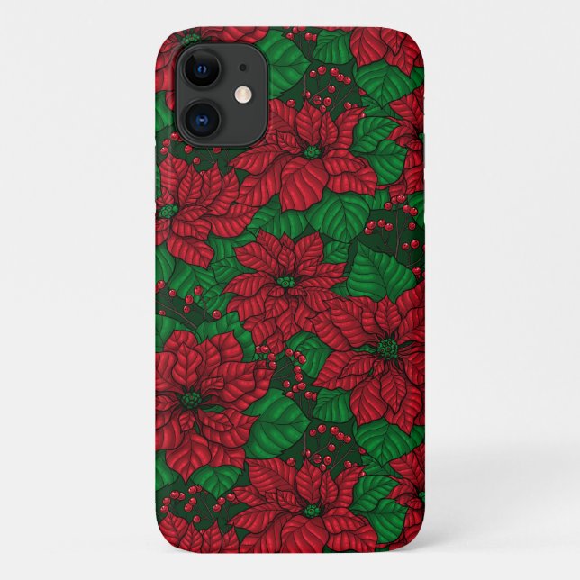Funda De Case-Mate Para iPhone Poinsettia, patrón de Navidades (Reverso)