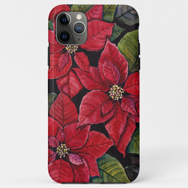 Funda De Case-Mate Para iPhone Poinsettia vibrante en acuarela (Reverso)