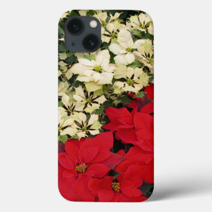 Funda Para iPhone 13 Poinsettias blancas y rojas con flores
