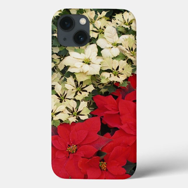 Funda De Case-Mate Para iPhone Poinsettias blancas y rojas con flores (Reverso)