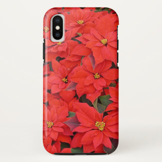 Funda Para iPhone XS Poinsettias rojas Navidad la foto floral navideña