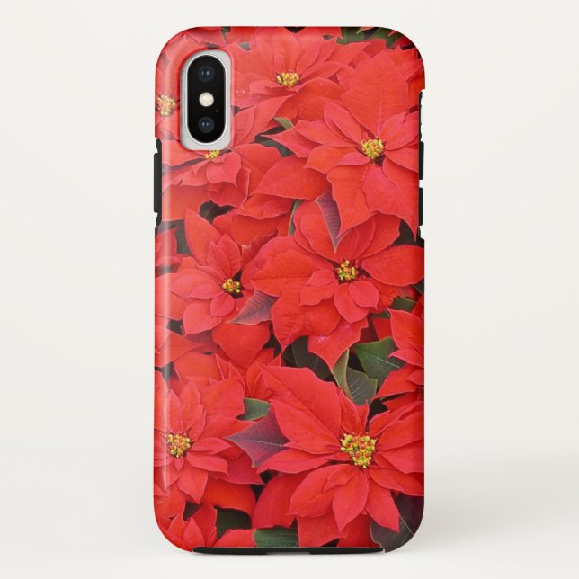 Funda De Case-Mate Para iPhone Poinsettias rojas Navidad la foto floral navideña (Reverso)