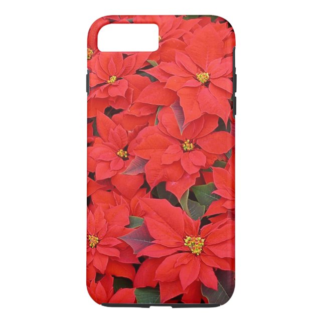 Funda De Case-Mate Para iPhone Poinsettias rojas Navidad la foto floral navideña (Reverso)