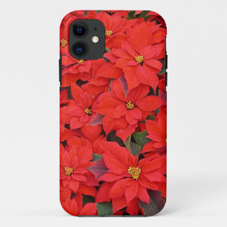 Funda Para iPhone 11 Poinsettias rojas Navidad la foto floral navideña