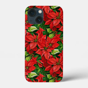 Funda Para iPhone 13 Mini Poinsettias y hojas holly