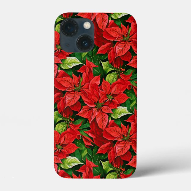Funda De Case-Mate Para iPhone Poinsettias y hojas holly (Reverso )