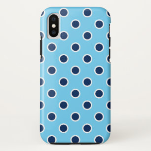 Funda Para iPhone X Polka de la marina divertida con puntos en el ciel