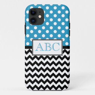 Funda Para iPhone 11 Polka Dot Blue & Chevron iPhone 5 Funda