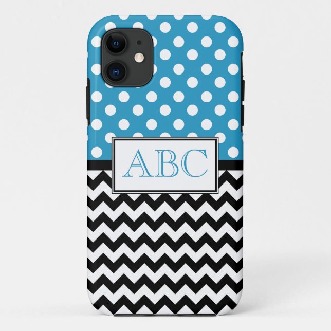 Funda De Case-Mate Para iPhone Polka Dot Blue & Chevron iPhone 5 Funda (Reverso)