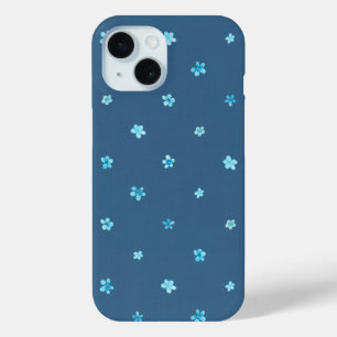 Funda Para iPhone 15 Polka Dot Forget-Me-Nots en fondo azul