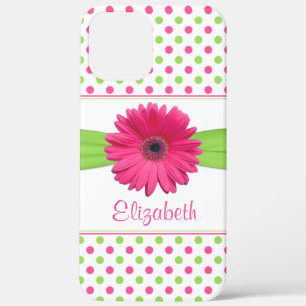 title_seo2 Polka Dot Gerbera Daisy Pink Green