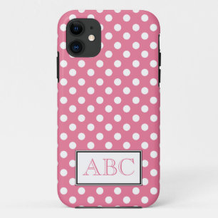 Funda Para iPhone 11 Polka Dot rosa y blanco iPhone 5 Funda