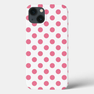 Funda Para iPhone 13 Polka rosa y blanco pega Funda-Mate iPhone estuche