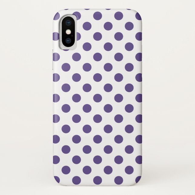 Funda De Case-Mate Para iPhone Polka ultravioleta sobre blanco (Reverso)