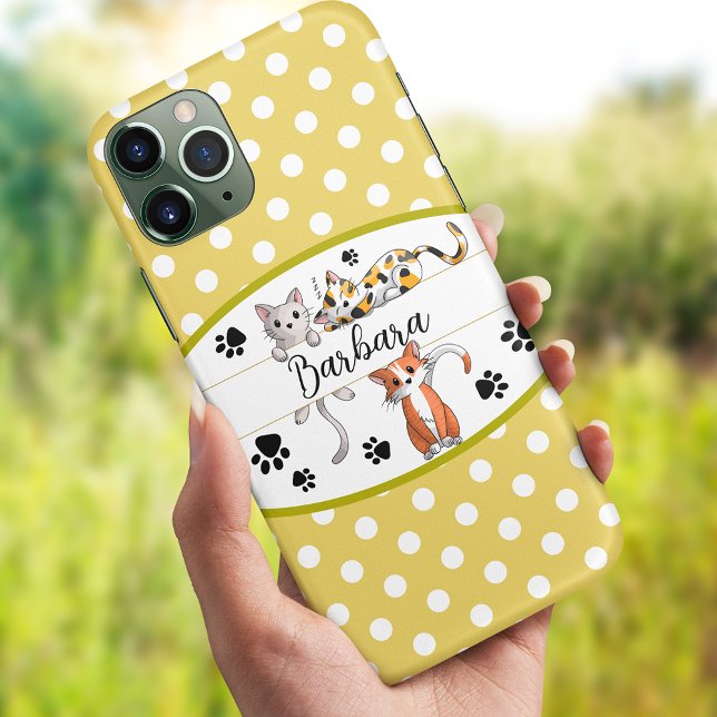 Funda De Case-Mate Para iPhone Polkadot amarillo y blanco, lindo personalizado de (Subido por el creador)