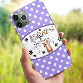 Funda Para iPhone 13 Polkadot morado y blanco, lindo personalizado de g
