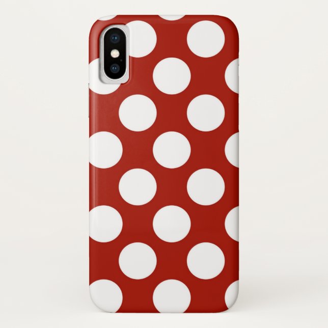 Funda De Case-Mate Para iPhone Polkadot rojo y blanco (Reverso)