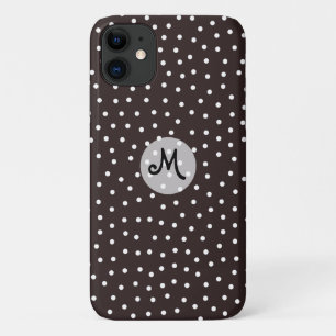 Funda Para iPhone 11 Polkadots blancos en negro con un patrón único