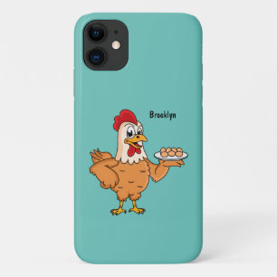 Funda Para iPhone 11 Pollo con huevos en el personalizado de placa