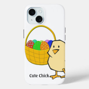 Funda Para iPhone 15 Pollo de pollo con cesta de huevos de Pascua