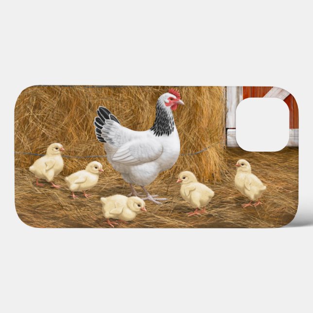 Funda De Case-Mate Para iPhone Pollo Sussex Mama Hen y Chicas (Reverso (Horizontal))
