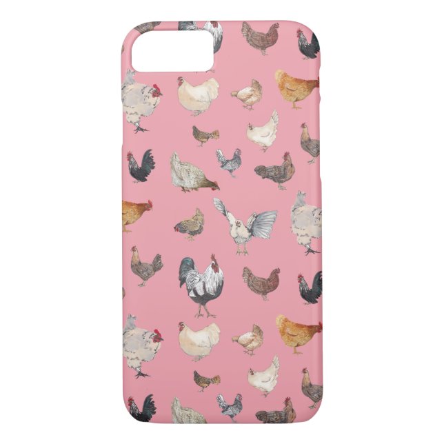 Funda De Case-Mate Para iPhone Pollos acuarelas (Reverso)
