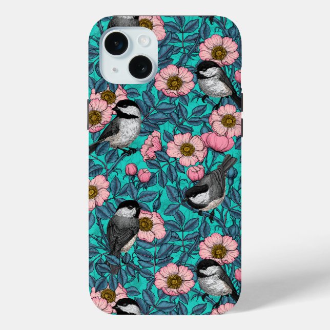 Funda De Case-Mate Para iPhone Pollos en rosa silvestre, rosa y azul (Reverso )