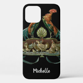 Funda Para iPhone 12 Pollos y gallos vintage Art Nouveau