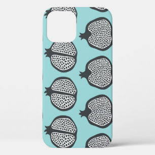 Funda Para iPhone 12 Pomegranate Slices: Black Aqua Pattern.