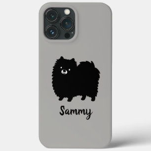 Funda Para iPhone 13 Pro Max Pomerania Negra Lindo Perro de Dibujos Animados Pe