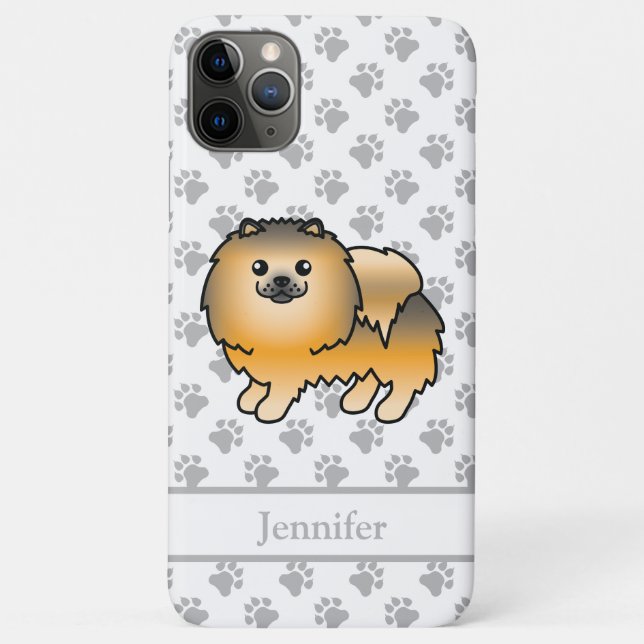 Funda De Case-Mate Para iPhone Pomerania Sable Naranja Perro De Dibujos Animados  (Reverso)