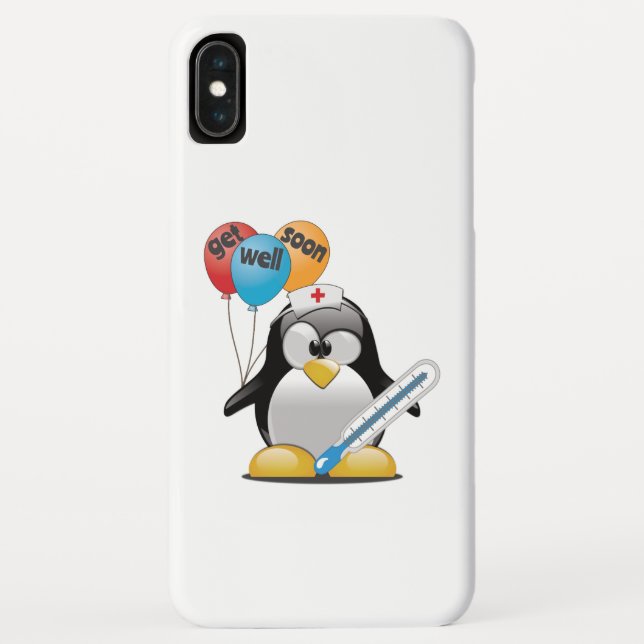Funda De Case-Mate Para iPhone Ponte bien pronto. Enfermera de pingüino. (Reverso)