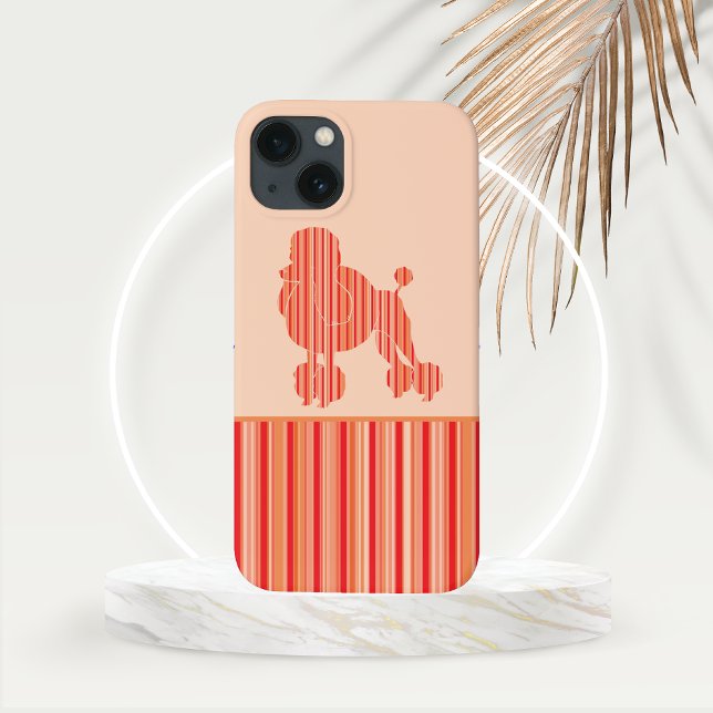 Funda De Case-Mate Para iPhone Póodle de franja de mandarina (Tangerine Stripe Poodle Phone Case)