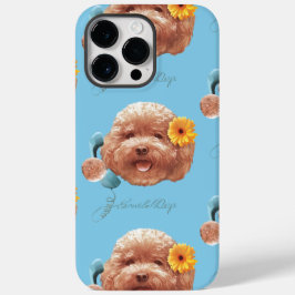 Funda Para iPhone 14 Pro Max De Case-Mate Poodle de juguetes con flores y Ilustracion de tel