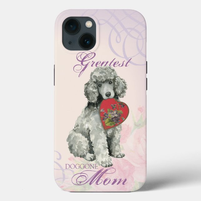 Funda De Case-Mate Para iPhone Poodle Heart Mom (Reverso )