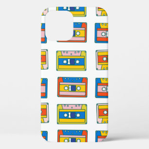 Funda Para iPhone 12 Pop art 90s patrón sin fisuras de casetes musical