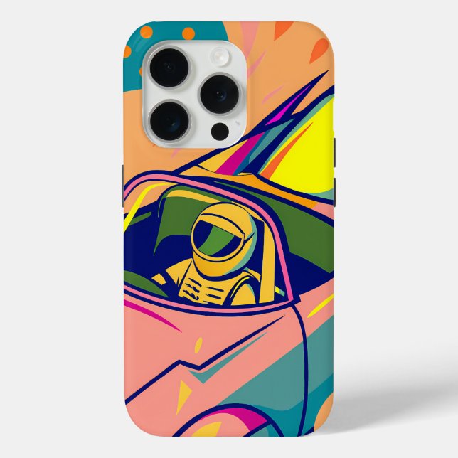 Funda De Case-Mate Para iPhone Pop Art Astronaut Driving Rocket Car (Reverso )