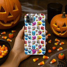 Funda Para iPhone 11 Pro Max Pop Skulls rojo rosa azul amarillo
