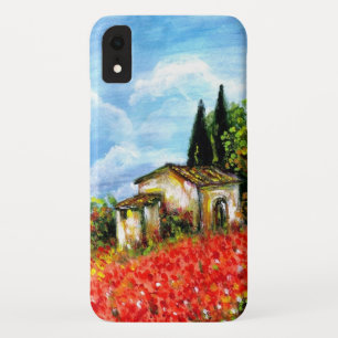 Funda Para iPhone XR POPPIES EN TOSCANA / Paisaje con campos de flores